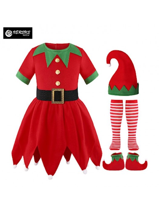 Condividi Vestito Costume Elfo Elfa Babbo Natale Bambini Adulti Cosplay Elf Suit ELF017
